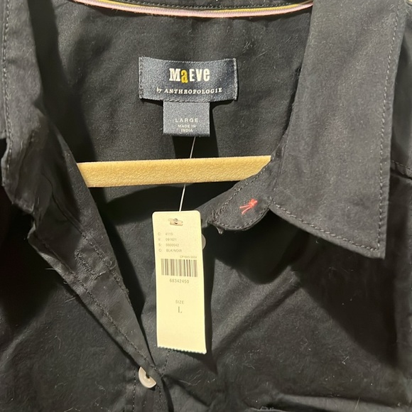 Maeve Midnight Black Button-Down Midi Dress - Picture 2 of 8